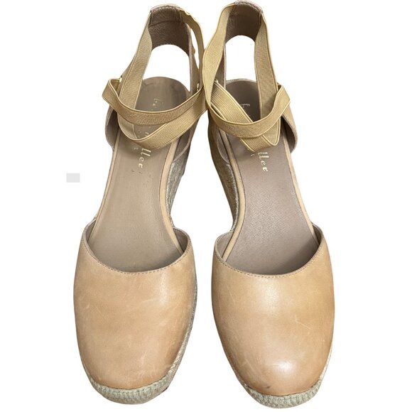 Bettye Muller Concepts Women's Reba Espadrille Wedge Beige Leather Size 9 - Picture 2 of 10